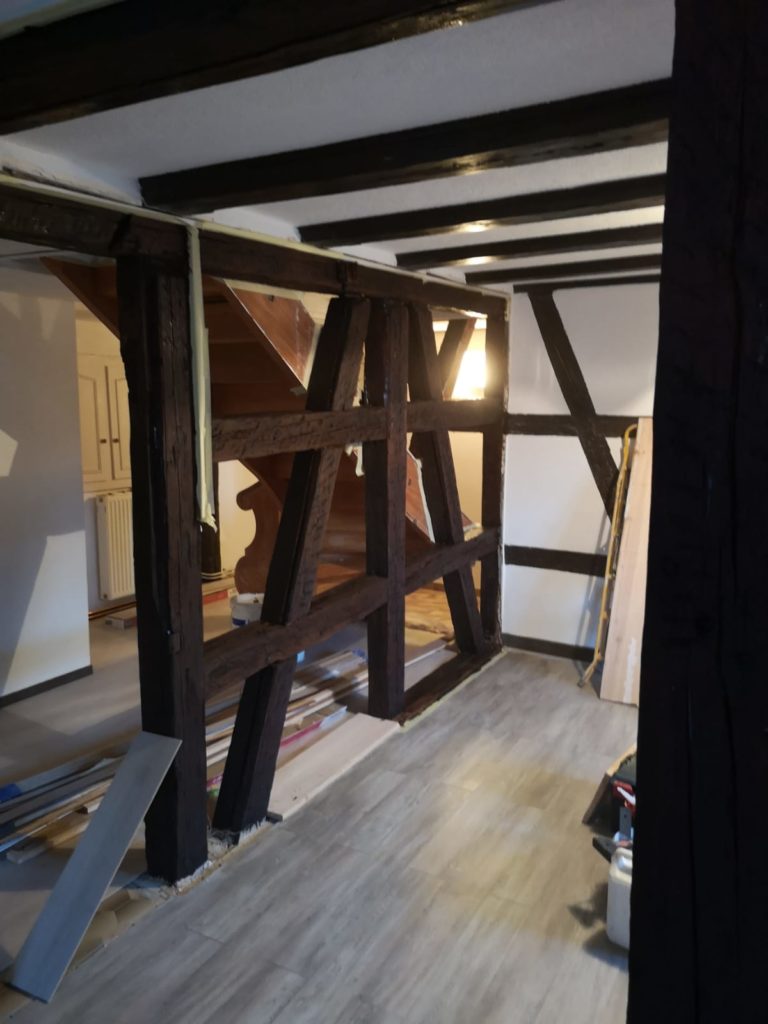 Rénovation colombages d'une maison alsacienne